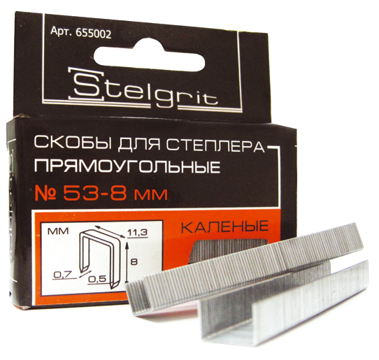  6 мм STELGRIT Скобы для степлера каленые (уп.1000шт) 