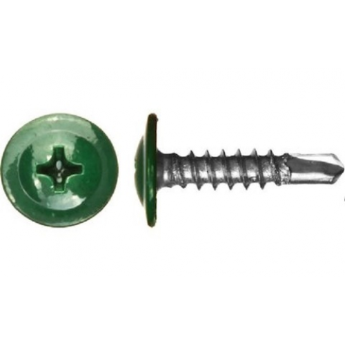  4,2х16 RAL 6002 Саморез с прессшайбой со сверлом