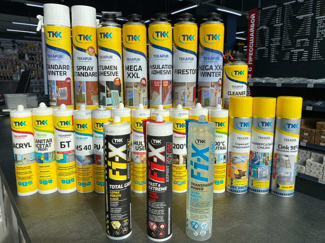 Большой выбор пены, герметика, клея ТКК d.o.o.